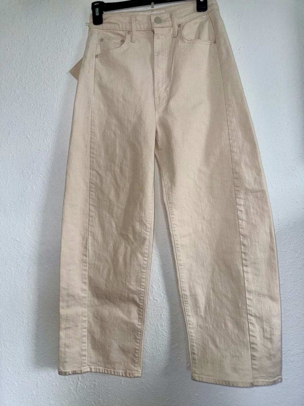 NWT MOTHER The Half-Pipe Ankle Jeans Act Natural Off White Cream Wide Leg 26 - Picture 14 of 14